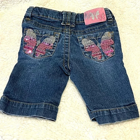 RVT Girls Jean Capris With Sequin and embroidery Butterflies design size 5 - Picture 15 of 17
